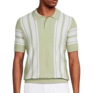 Max 'n Chester Racing Stripe Knit Polo in Green & White
